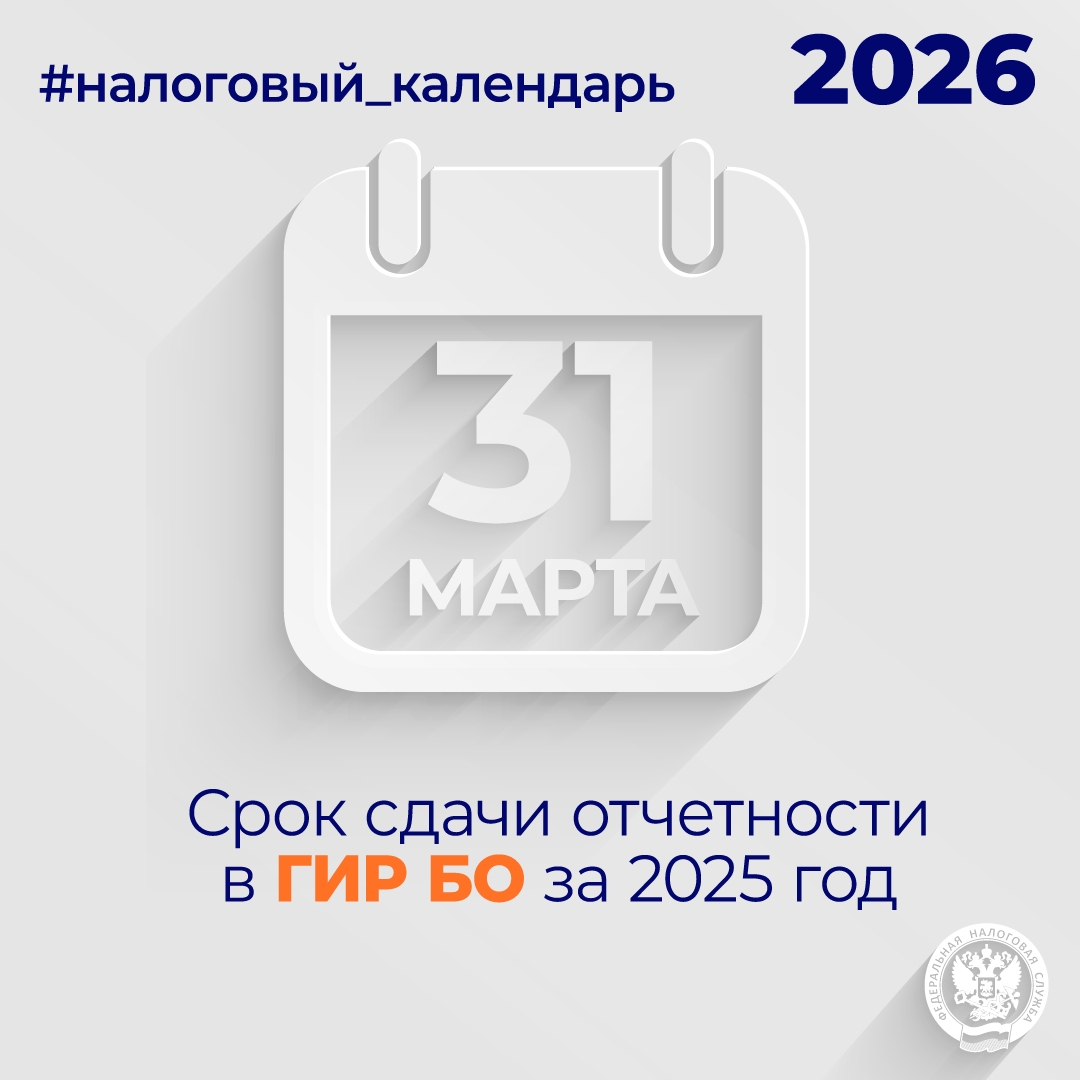 Напоминаем, что сдать отчетность в ГИР БО за 2025 год необходимо до 31 марта: