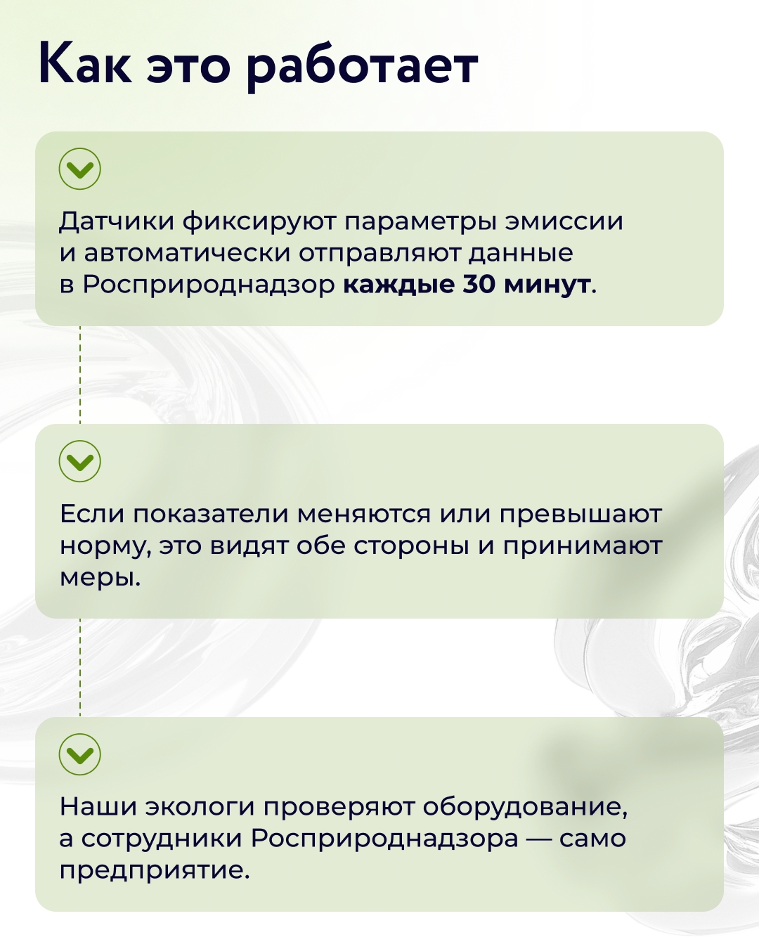 Мы установили системы автоматического контроля, которые круглосуточно контролируют эмиссию на комбинате
