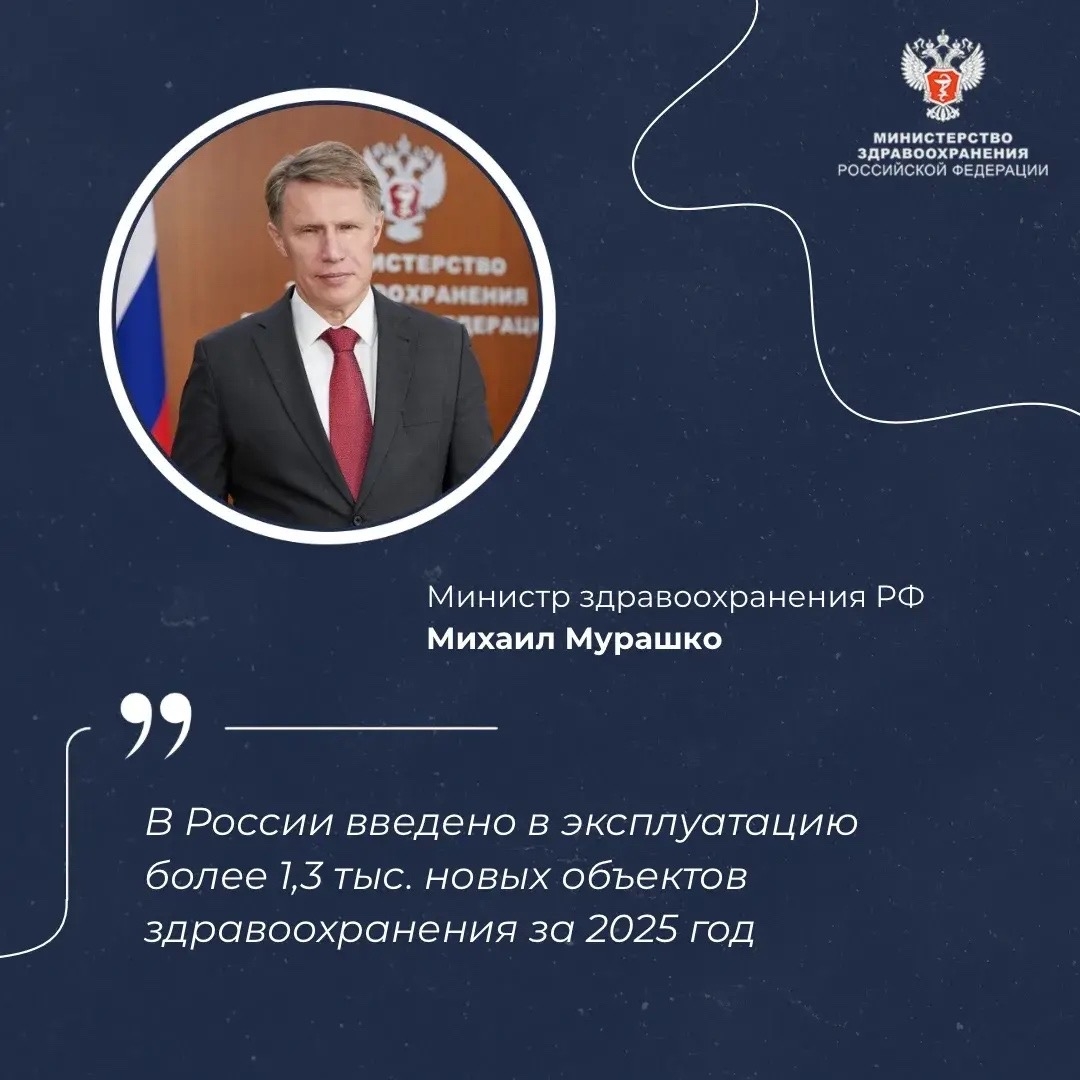 Михаил Мурашко: В России введено в эксплуатацию более 1,3 тыс. новых объектов здравоохранения за 2025 год