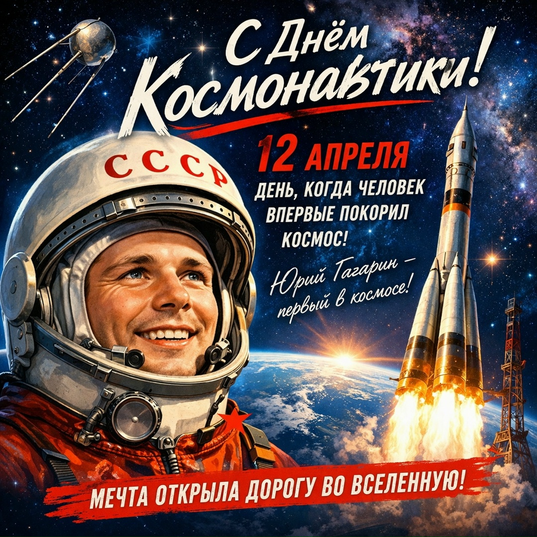 12 апреля — день, который изменил историю. В 1961 году Юрий Гагарин впервые увидел Землю из космоса и открыл новую эпоху для всего человечества