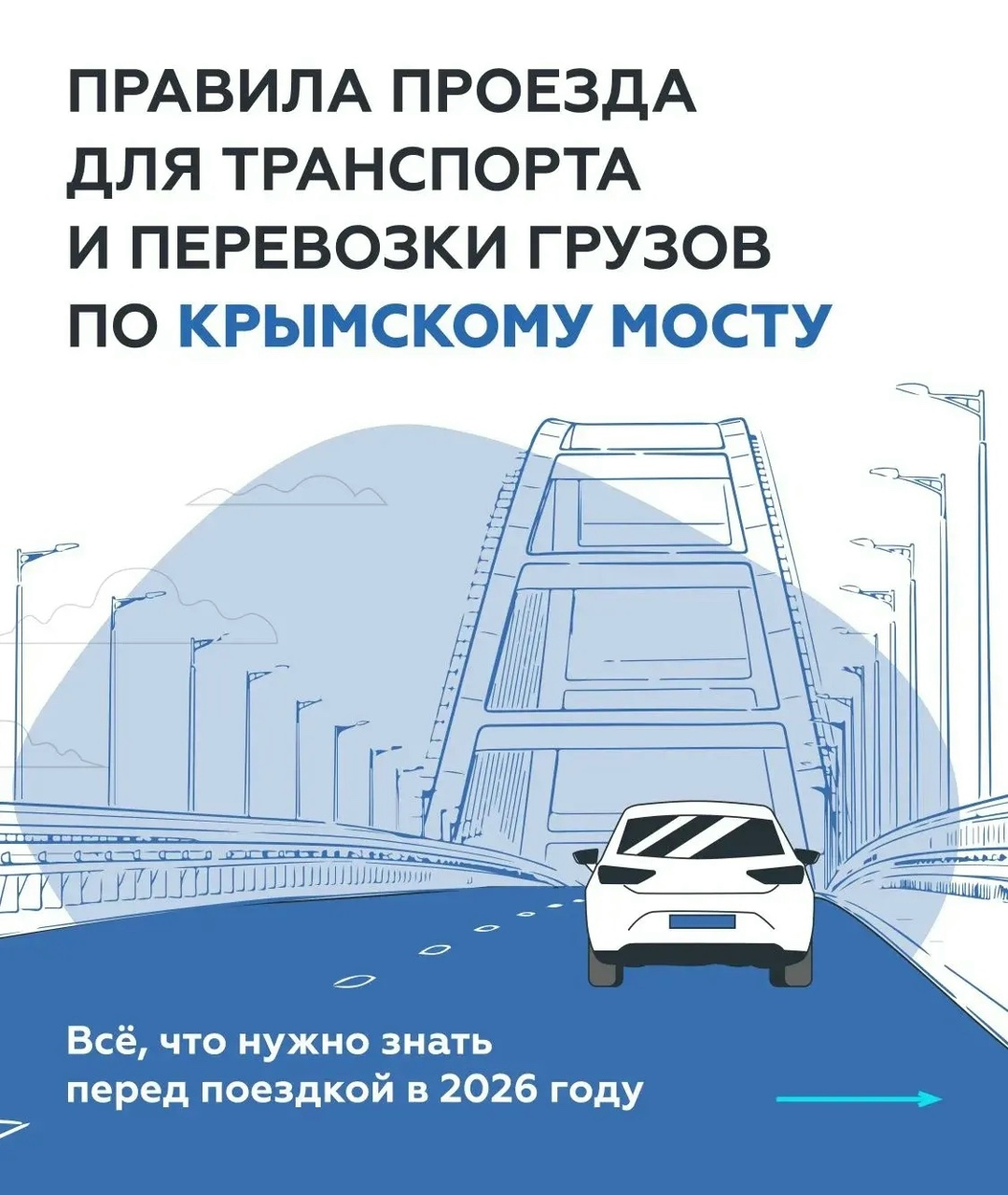 Правила проезда по Крымскому мосту в 2026 году: можно ли ехать гибридам, советы по упаковке багажа и особенности провоза бытовой техники