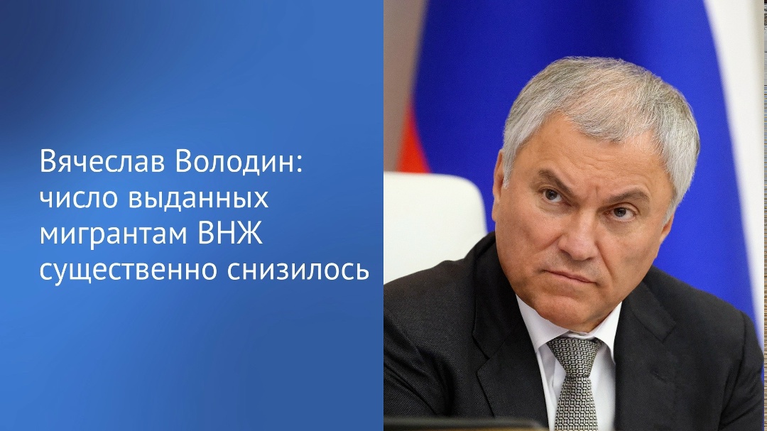 В своем канале в MAX Председатель ГД Вячеслав Володин отметил, что за январь-март 2026 года было аннулировано свыше 8000 ВНЖ мигрантов.