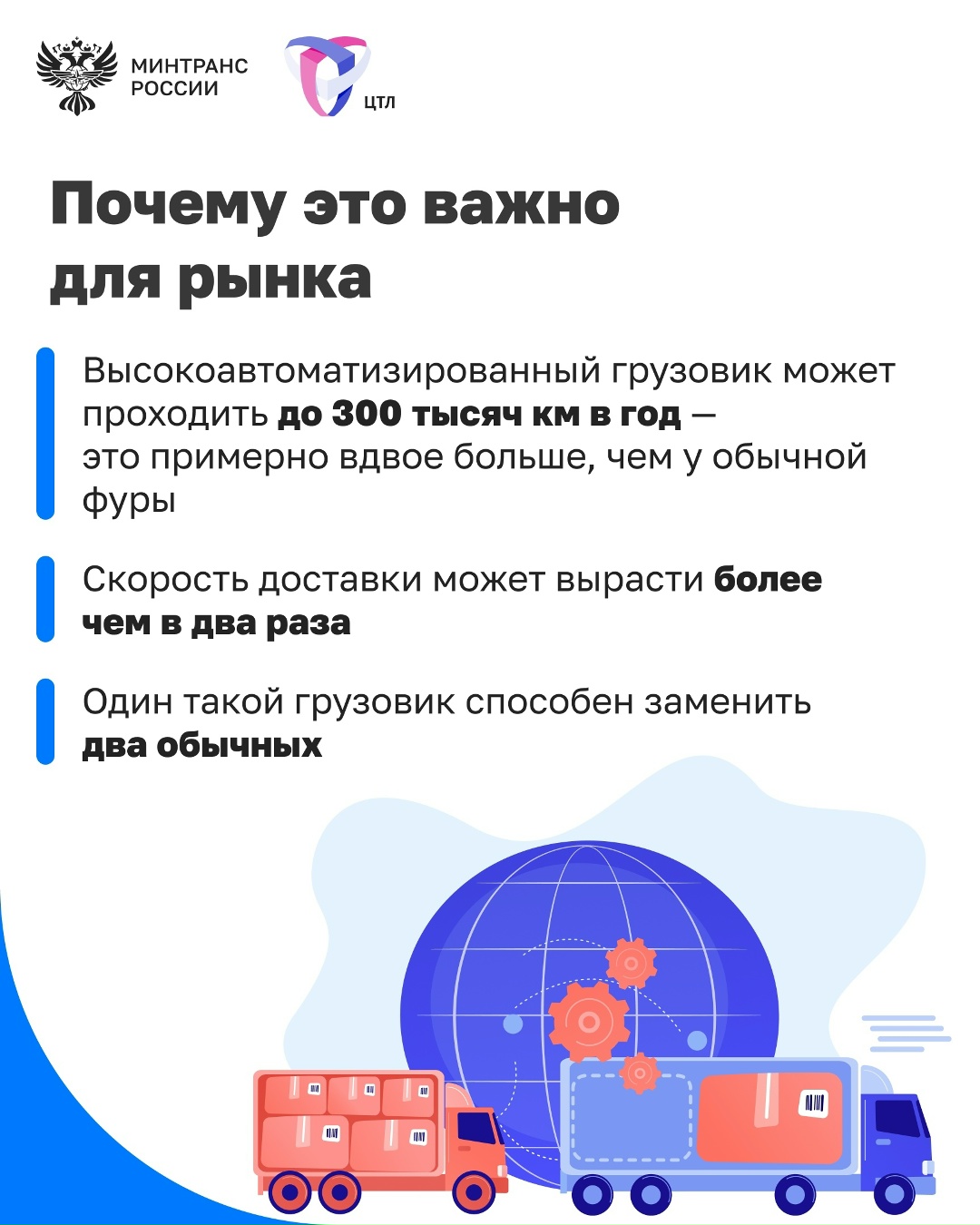 Правительство одобрило концепцию развития рынка беспилотных грузоперевозок в России до 2035 года
