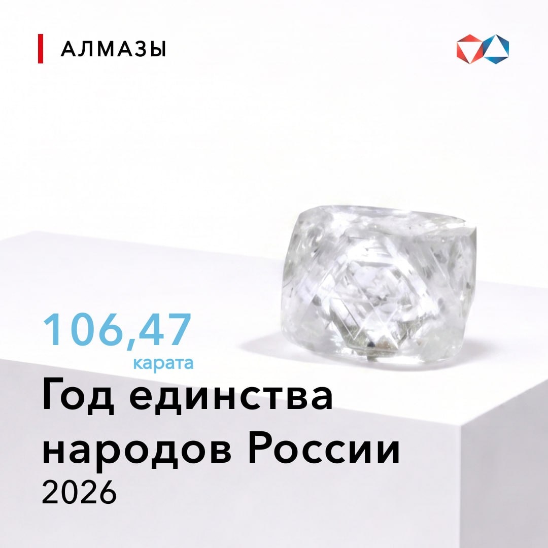 Алмазу весом 106,47 карата присвоено имя «Год единства народов России»