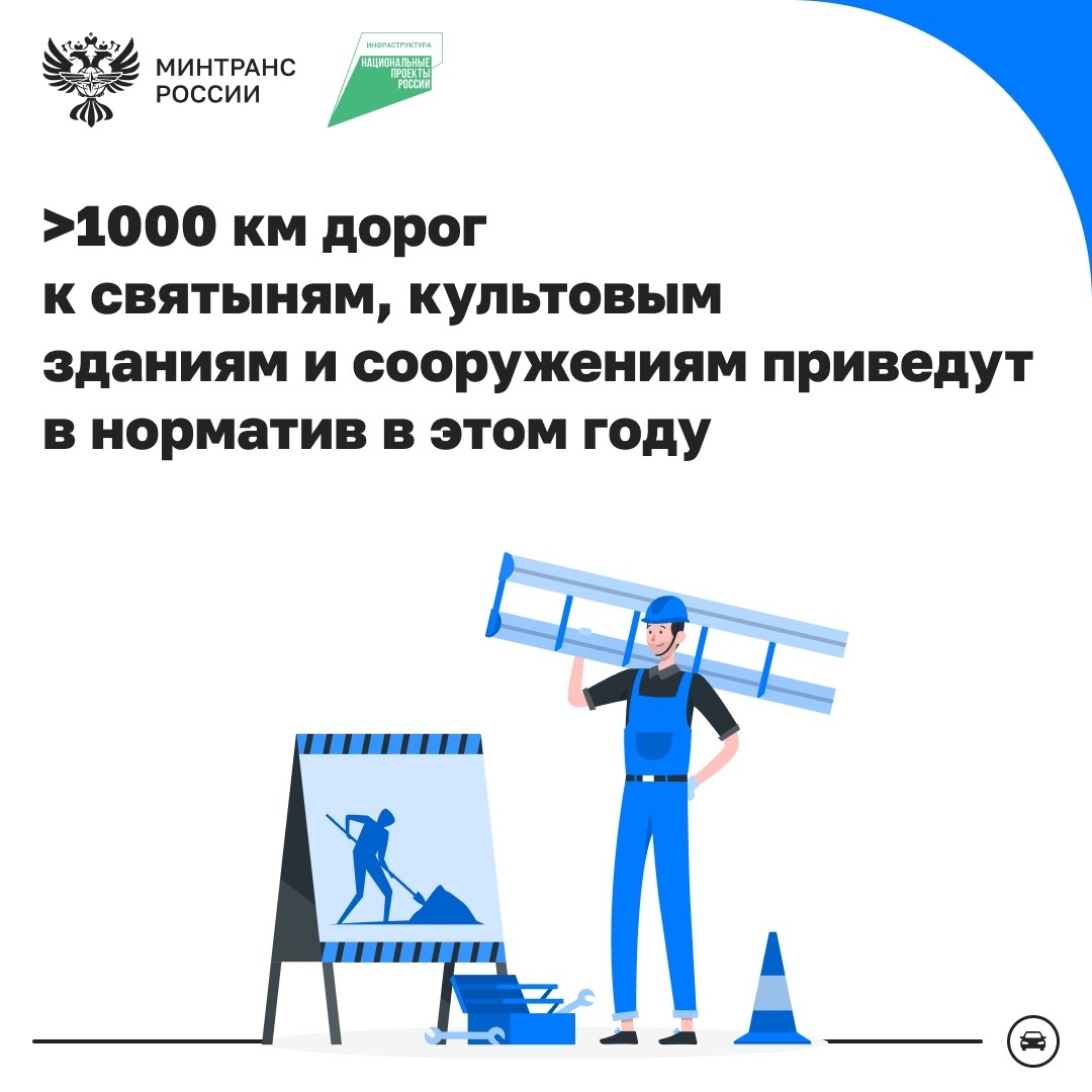 По нацпроекту «Инфраструктура для жизни» в России обновляют региональные и местные дороги к святыням, культовым зданиям и сооружениям