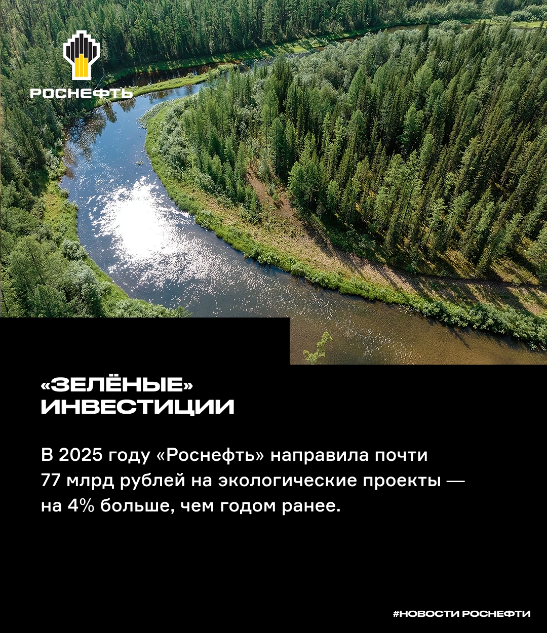 «Зелёные» инвестиции В 2025 году «Роснефть» направила почти 77 млрд рублей на экологические проекты — на 4% больше, чем годом ранее