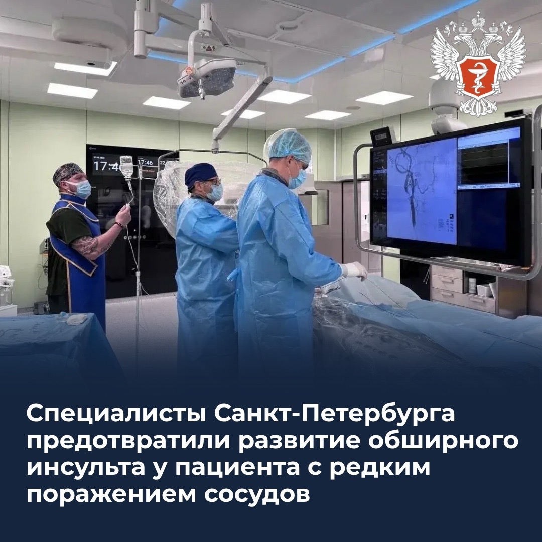 Специалисты Санкт-Петербурга предотвратили развитие обширного инсульта у пациента с редким поражением сосудов