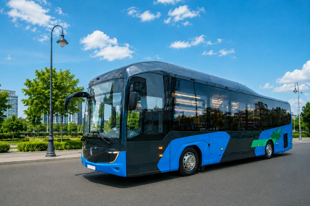 Привет от КАМАЗа из Краснодара! В автопарке местной компании значится такой красавец — современный автобус модели 5222 от компании Ростеха