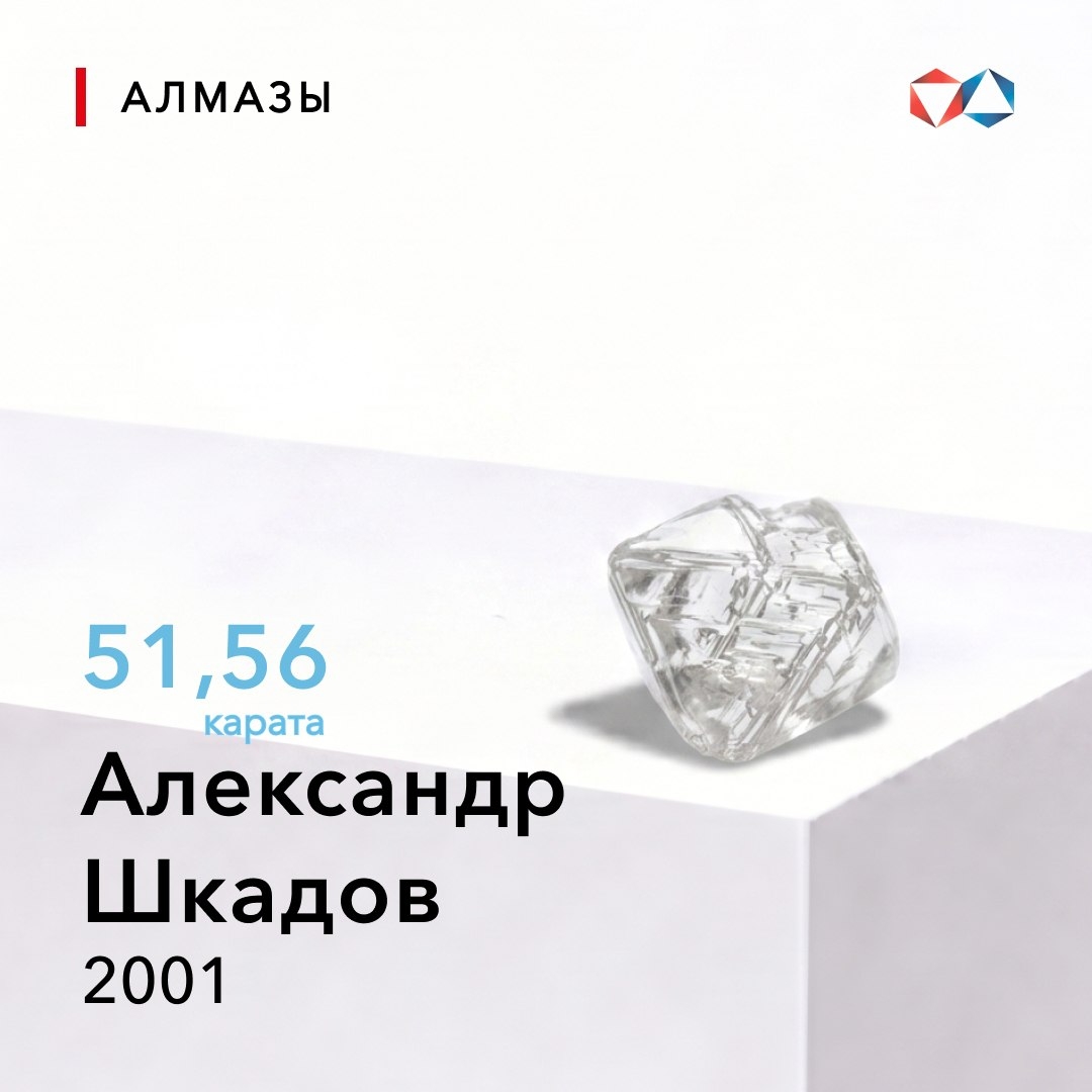 28 мая 2001 года найден алмаз «Александр Шкадов» весом 51,56 карат