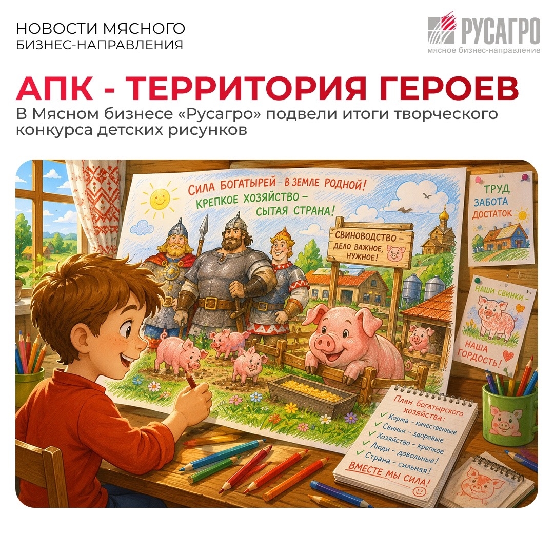 Друзья, с радостью подводим итоги творческого конкурса детских рисунков «АПК - территория героев»!