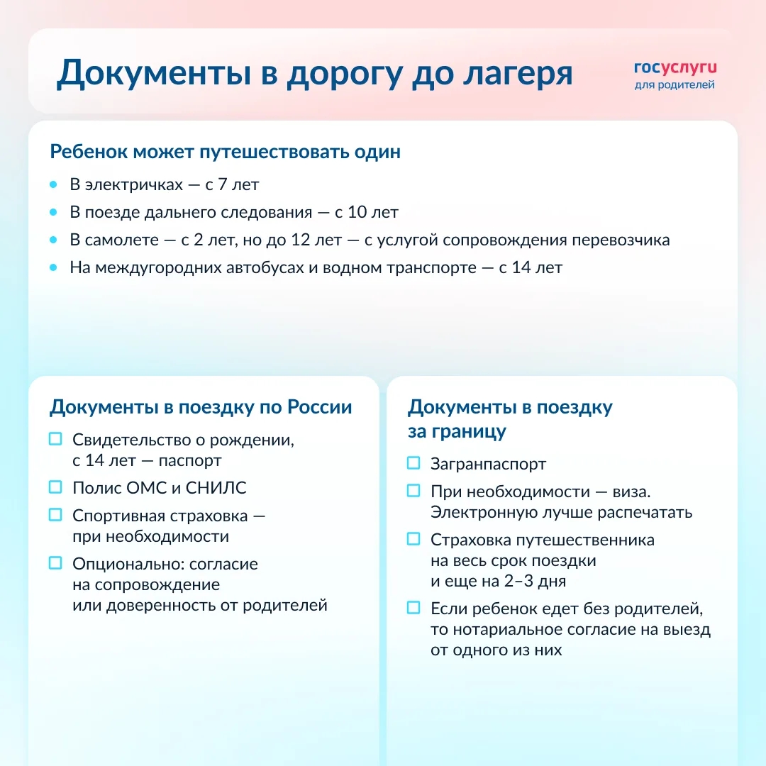 Ребенок едет в лагерь: подготовьте документы заранее