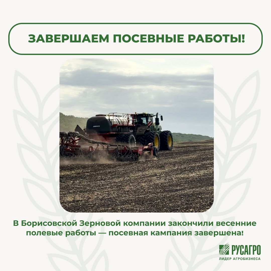 В Борисовской Зерновой компании закончили весенние полевые работы — посевная кампания завершена!