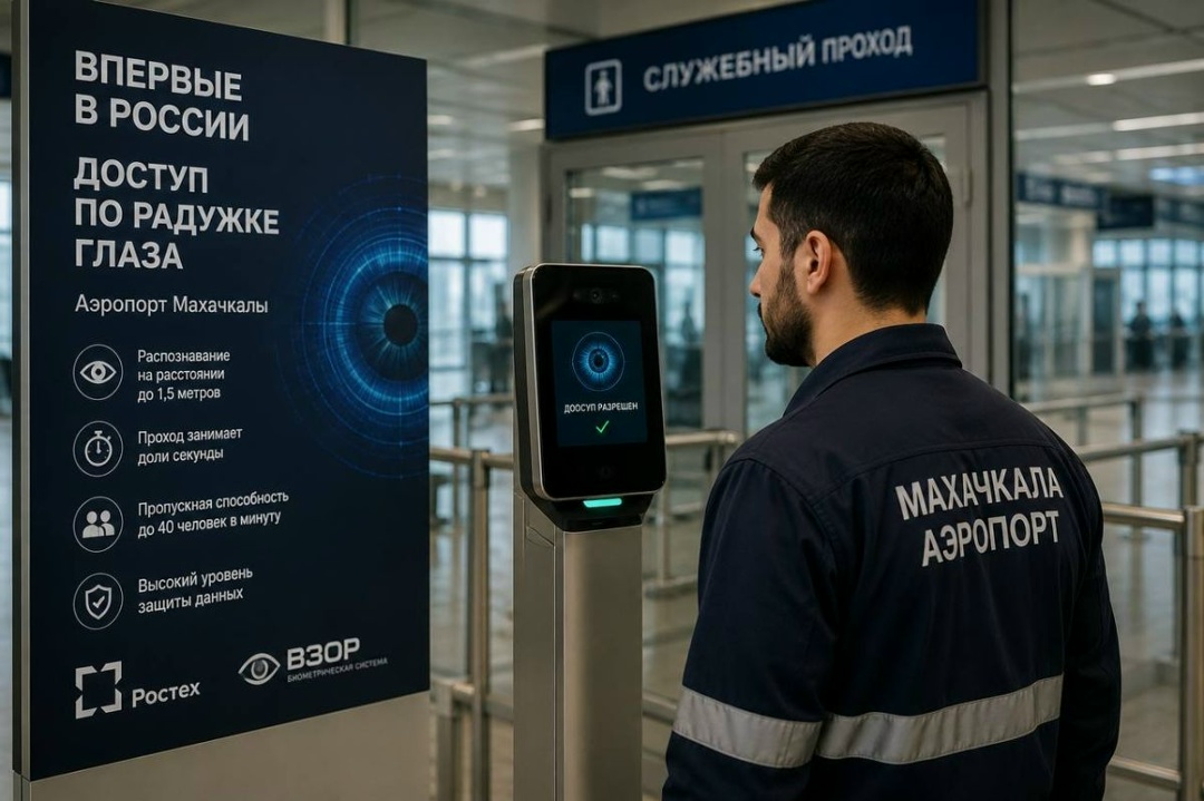 В аэропорту Махачкалы заработала первая в России система распознавания по радужке глаза. Компания «Азимут» внедрила отечественный биометрический комплекс…