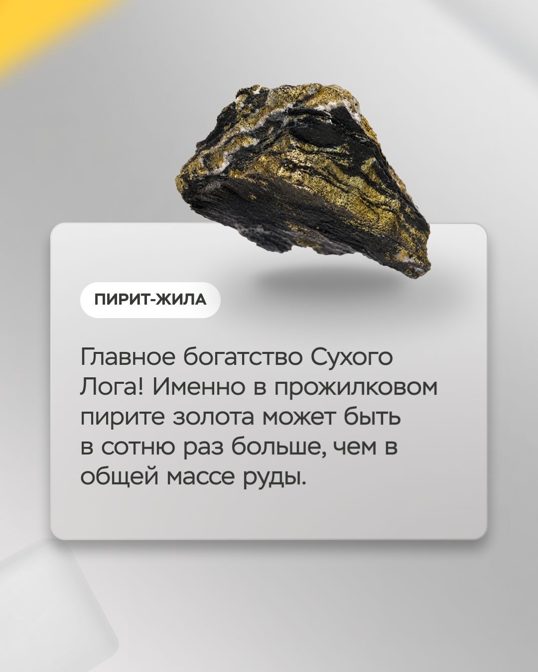 Месторождение Сухой Лог в Иркутской области обладает одними из крупнейших в мире запасов золота. А основную массу его руды составляет пирит.