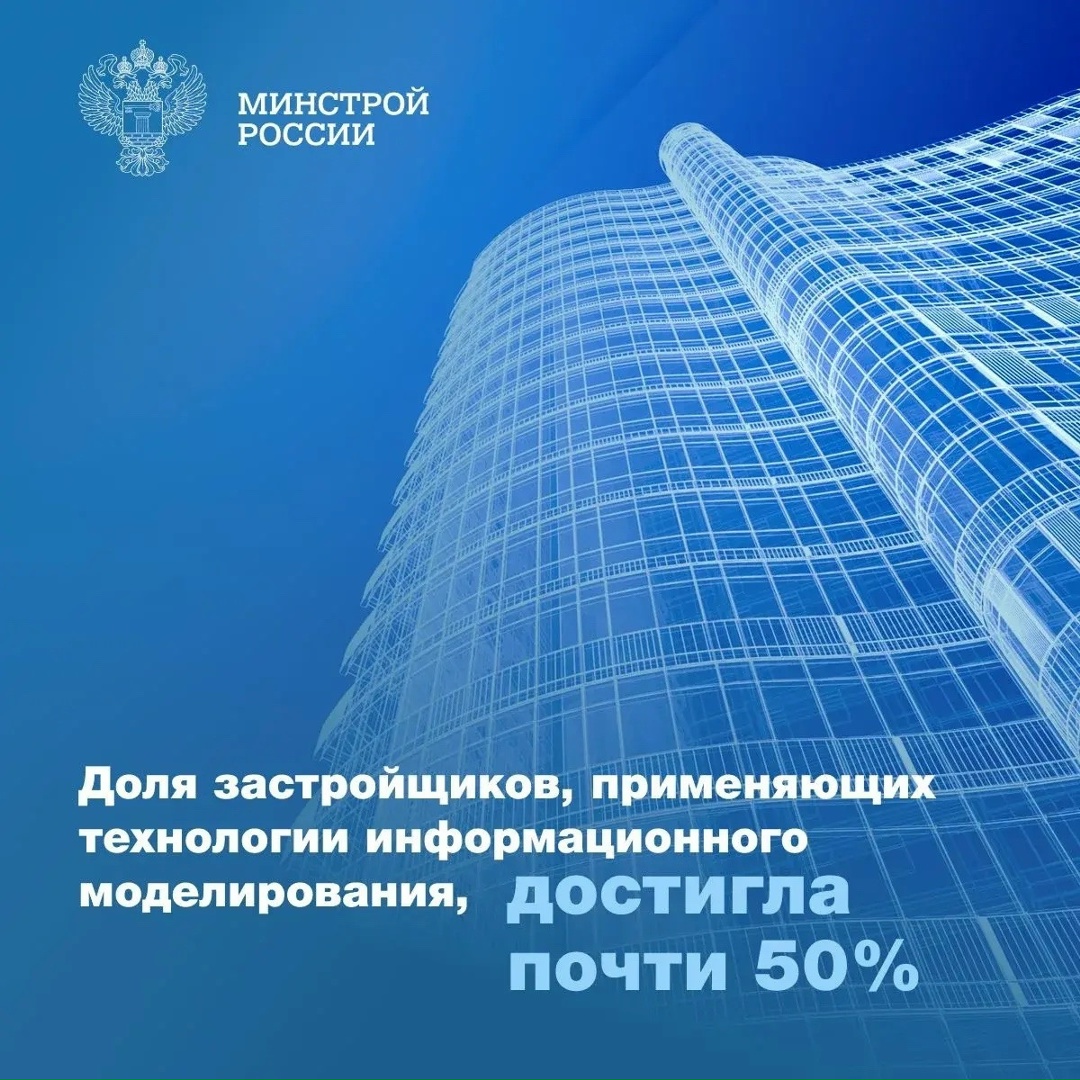 По итогам II квартала 2026 года доля российских застройщиков, применяющих или пилотирующих технологии информационного моделирования (ТИМ), достигла 49 %