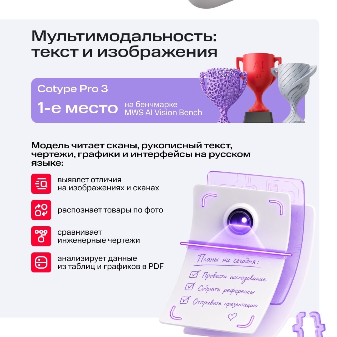 Cotype 3 Представляем третье поколение мультимодальных языковых моделей Cotype.