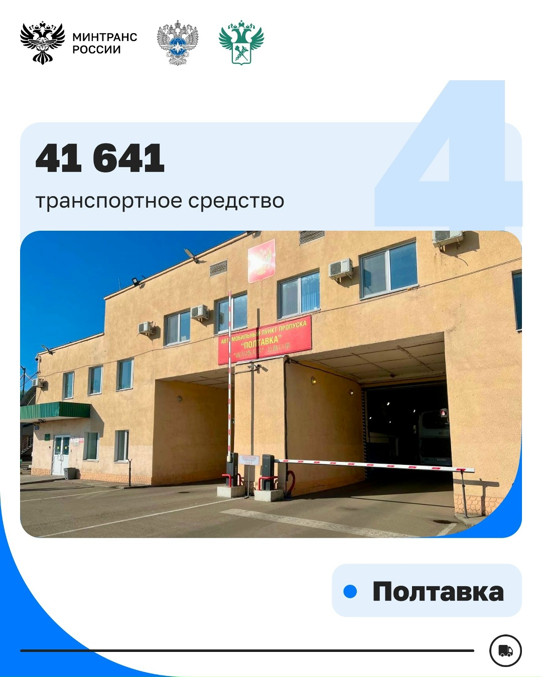 Вместе с Росгранстроем и ФТС России определили ТОП-5 пунктов пропуска на границе с Китаем по количеству проследовавших грузовых машин за 1-е полугодие 2026 года