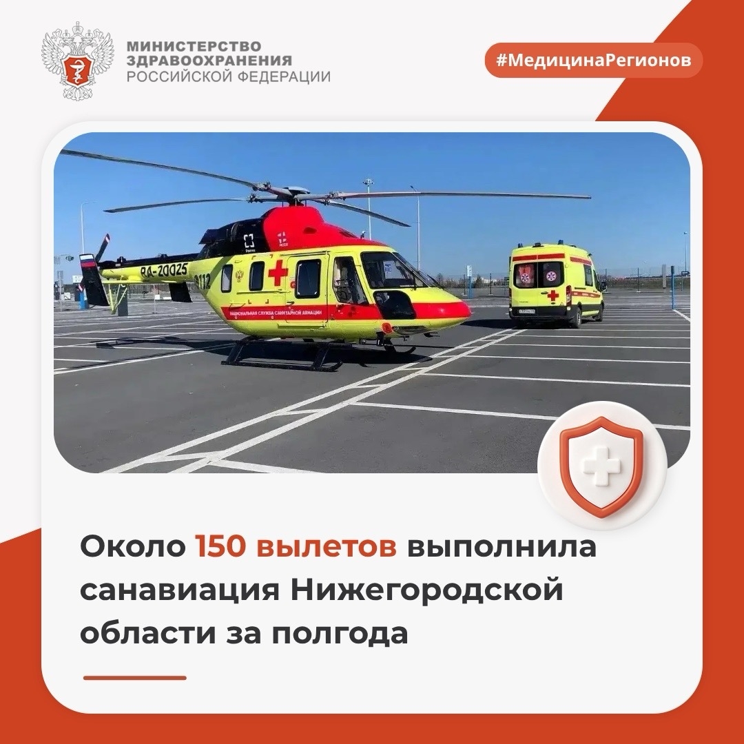 Около 150 вылетов выполнила санавиация Нижегородской области за полгода