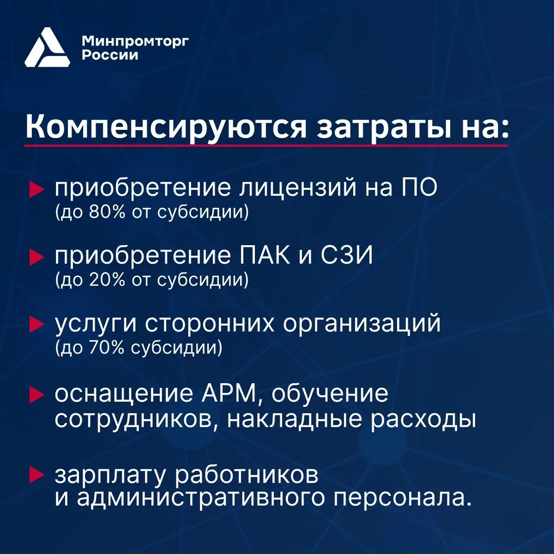 Минпромторг России запускает дополнительный отбор на субсидию по компенсации до 50% затрат на внедрение российского ПО, ПАК и СЗИ