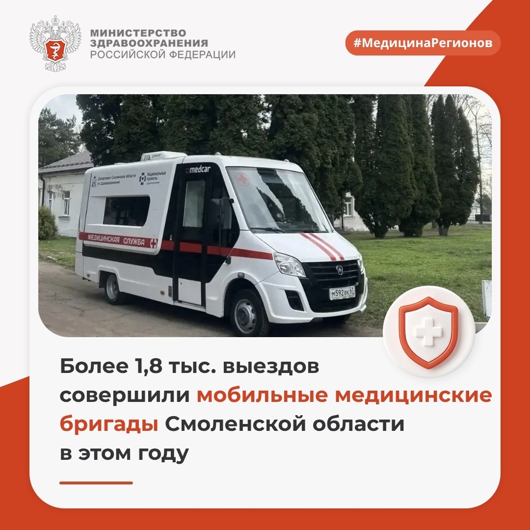 Более 1,8 тыс. выездов совершили мобильные медицинские бригады Смоленской области в этом году