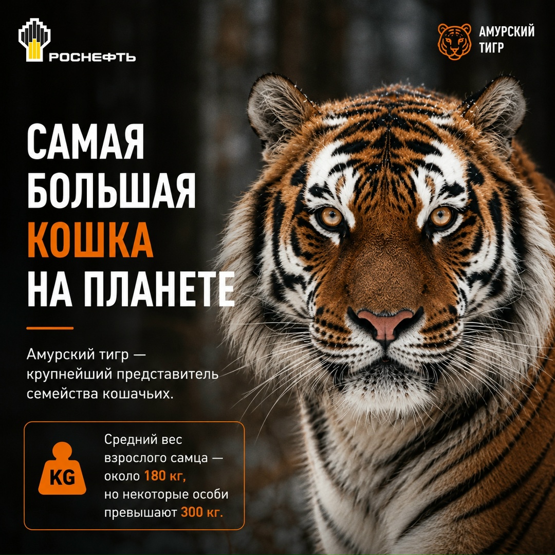 Хозяин тайги Амурский тигр — один из самых редких хищников на планете и крупнейшая дикая кошка в мире, занесённая в Красную книгу России