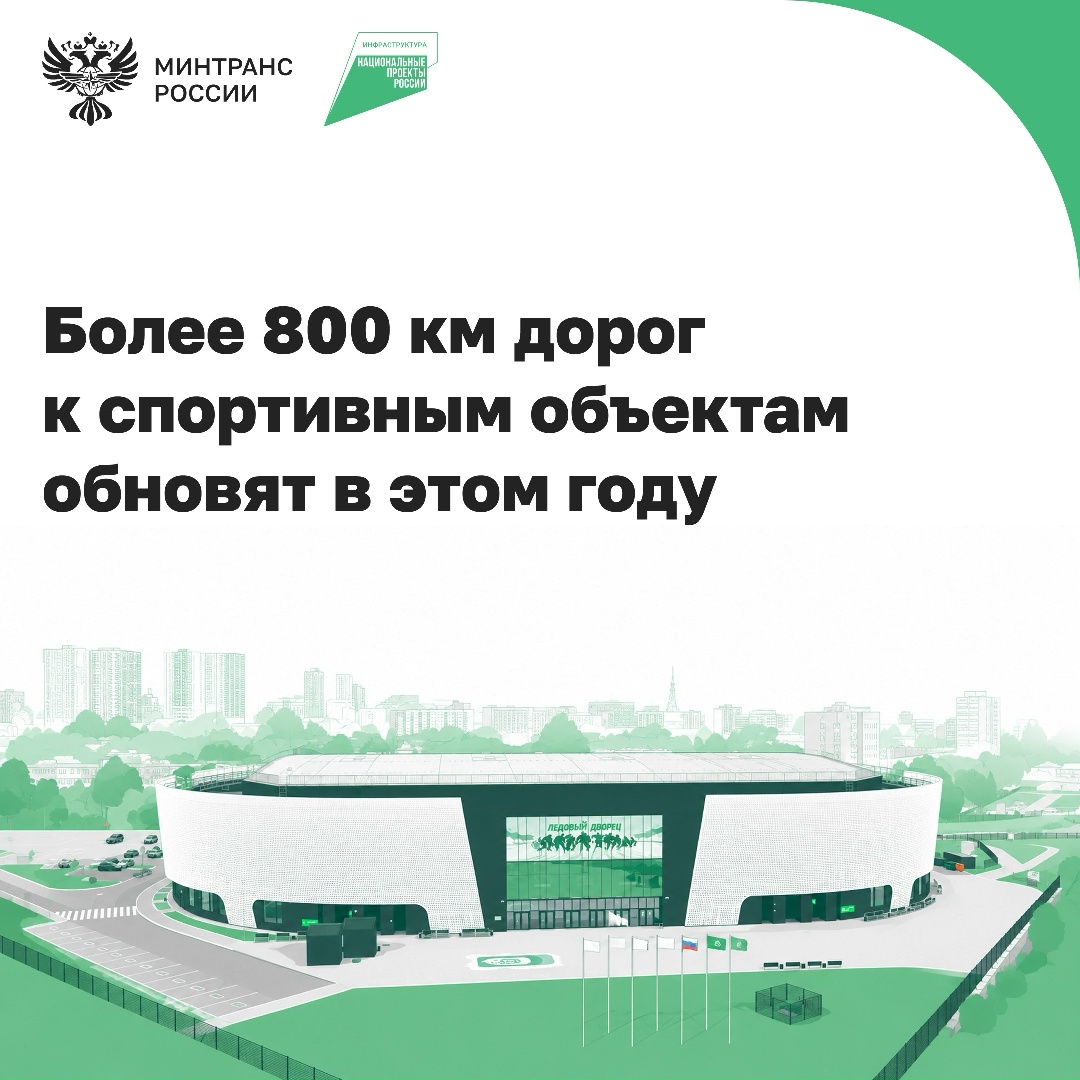 По нацпроекту «Инфраструктура для жизни» в России обновляют дороги к стадионам, клубам, детско-юношеским школам