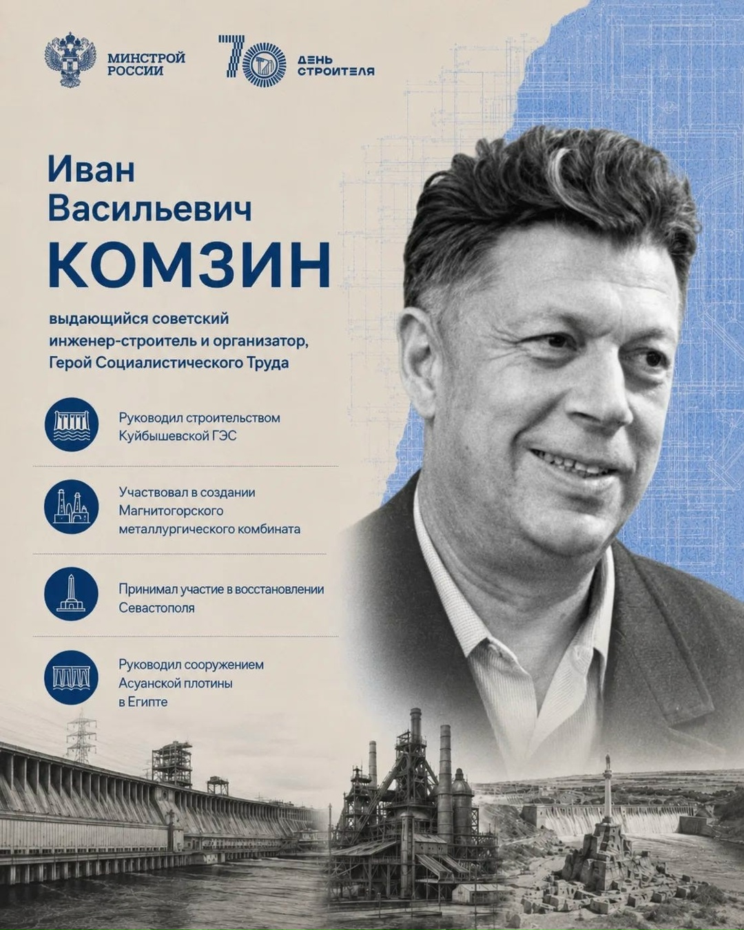 Люди, которые строили историю В год 70-летия Дня строителя вспоминаем тех, кто заложил прочную основу для дальнейшего развития отрасли.