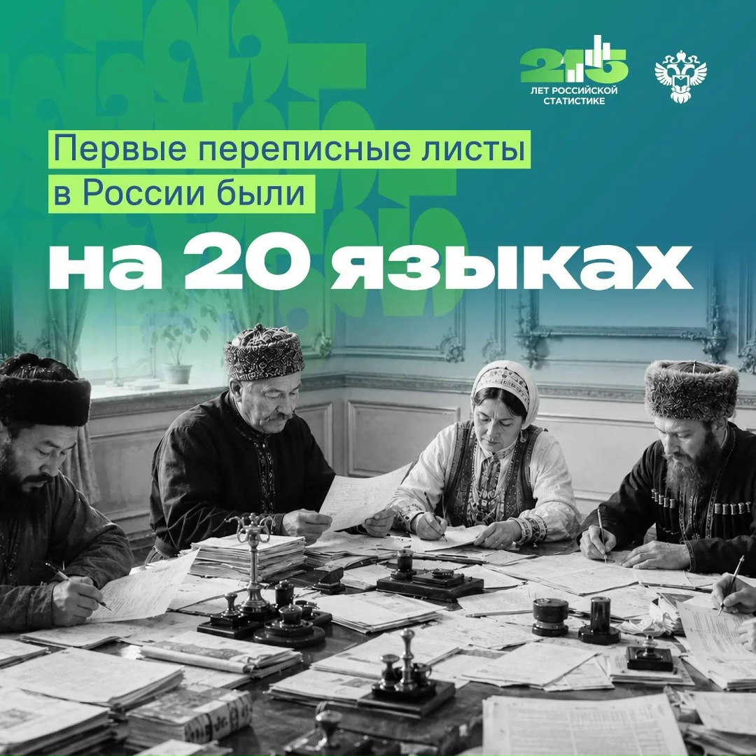 Для Первой всеобщей переписи населения Российской империи 1897 года переписные листы перевели на 20 языков и наречий.